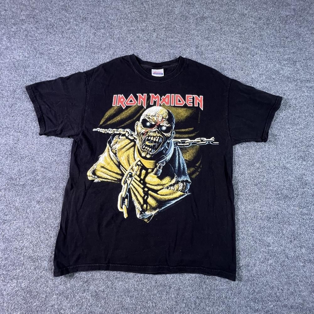 VTG Hanes Iron Maiden Graphic T-Shirt Mens L Black Cotton Heavyweight Tee